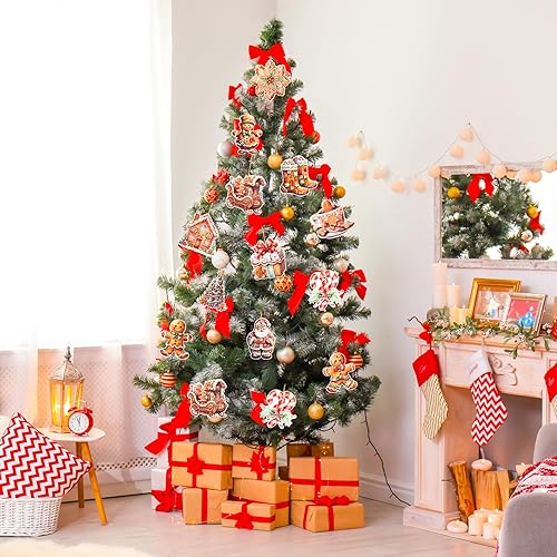 Lot de 24 Décorations de Sapin de Noël en Pain d'Épice - Pendentifs pour Décoration de Noël - Bricolage - Nail Gallerys