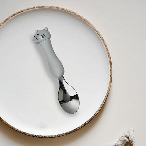 Hrippy Enfant en Bas âge Fourchette cuillère Ensemble en Acier Inoxydable Lapin Motif Enfants Couverts PP ustensiles avec étui pour Enfants dîner gâteau - Nail Gallerys