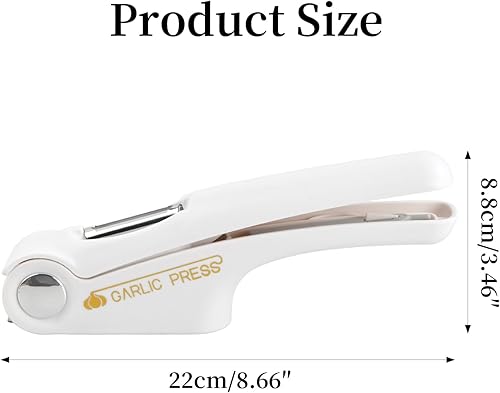 Anseom Presse-ail en Acier Inoxydable, Presse à Ail Multifonctionnel avec Poignée Ergonomique, Ecrase ails Manuel Ouvre-Boîte Éplucheur de Fruits Cutter à Ail Léger et Robuste - Nail Gallerys
