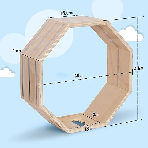 Todeco Étagère magnétique, pour Tonie Box et Tonies, Jusqu'à 60-70 Tonies, Poser ou Murale, Étagère pour boîte à Musique pour Enfant, pour Les Garçons et Les Filles, Octogone - Nail Gallerys