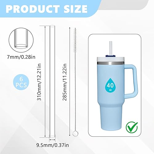 YELYTR Lot de 6 pailles pour Stanley Cup, transparentes, avec brosse de nettoyage, accessoires de pailles réutilisables, sans BPA (compatibles avec 100 ml) - Nail Gallerys