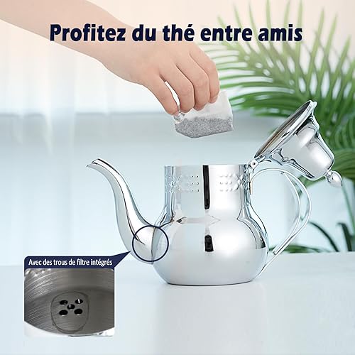 ROSSETTO Théière Induction Bouilloire inox à col de cygne 1,2 Litres en Acier inoxydable de qualité Premium, pour préparer thé et cafés, Argent - Nail Gallerys