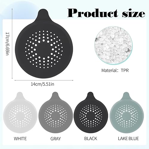 saerryor Lot de 4 attrape-cheveux en silicone pour drain de douche avec ventouse, bouchon de douche, attrape-cheveux avec poignée, attrape-cheveux, évier pour salle de bain, baignoire, évier de - Nail Gallerys