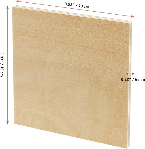 SINJEUN Lot de 30 disques carrés en bois contreplaqué brut de 10,2 x 10,2 cm, 6 mm d'épaisseur, découpes en bois vierges pour travaux manuels, projets de bricolage, crochets de porte, panneaux, - Nail Gallerys