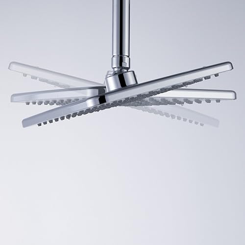 Homelody Pommeau de Douche Carré Pomme de Douche Pluie Douche à Pluie Anti-calcaire Douche de Tête Chromé Picots Silicone RainShower 8 Pouces 20X20cm - Nail Gallerys