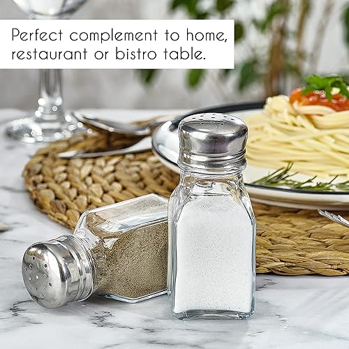 CRYSTALIA Grand Premium Salière et Poivrière en Verre, Design Clair, Classique Style, 100% SANS PLOMB, Corps en Verre Avec Couvercle en Acier Inoxydable, Poivrière et Salière - Nail Gallerys