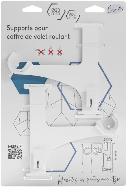 artapisserie.fr Lot de 2 Supports Blancs sans perçage pour Tringle à Rideaux ø20-28mm pour Coffre de volet Roulant - Nail Gallerys