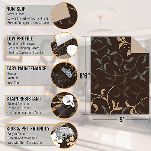 Ottomanson Tapis de Couloir Collection Ottohome dos en Caoutchouc Style Perse Oriental 50 cm x 150 cm Rouge - Nail Gallerys