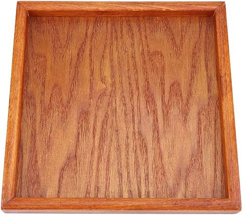 Plateau de Service en Bois Naturel Massif Carré - Plateau à Thé pour Café/Restaurant/Maison (22 * 22cm) - Nail Gallerys