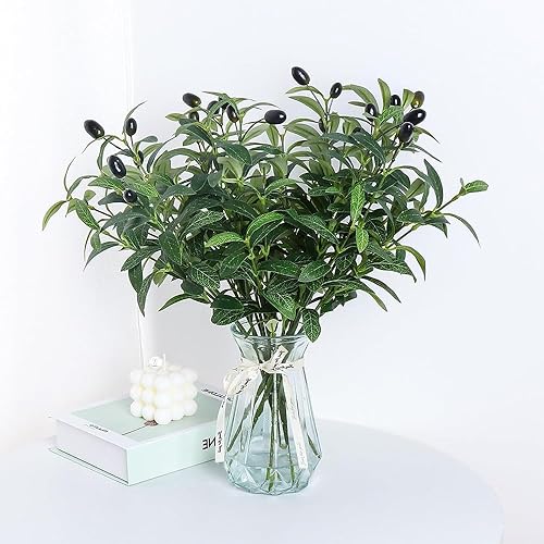 Lot de 5 Branches D'olivier Artificielles Fausse Plante Branche Olivier Artificiel Plante Verte pour Vases Centres De Table Bouquets de Mariage - Nail Gallerys