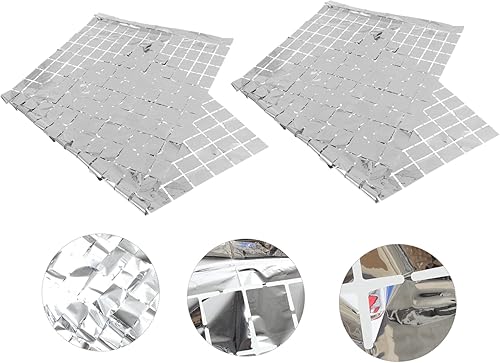 HOMSFOU 2 Pièces Rideau Carré Rideau à Franges Scintillantes Rideaux à Franges en Aluminium Rideau à Franges Guirlandes Murales Rideau à Franges De Guirlandes pour La Fête Plastique Silver - Nail Gallerys