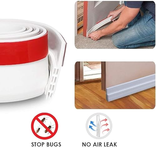 VIDEN Boudin de Porte, Bas de Porte Isolant Phonique, Souple Silicone Bas de Porte Adhési pour Une Protection Contre la Poussière et Le Froid Les Rats et Les Espaces Les Fourmis et Les Cafards, Blanc - Nail Gallerys