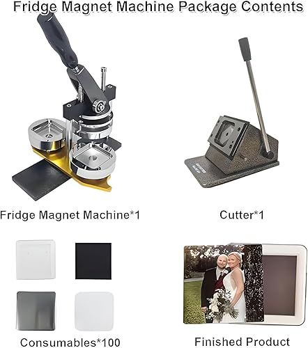 Machine D'aimant Photo Personnalisée, 50 * 50 Mm DIY Square Fridge Making Machine Kit Machine Photo Machine + Coupepapier + 100 Pcs Consommables, Utilisation dans Les Réfrigérateurs Et Partout - Nail Gallerys