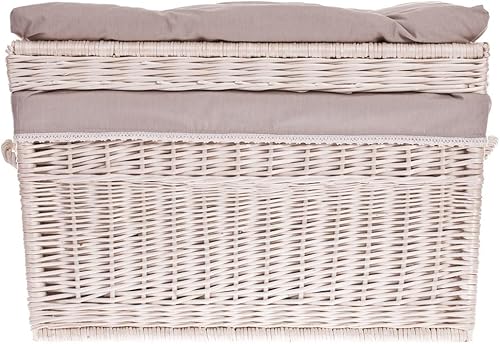 e-wicker24 Alles aus Weide Coffre en osier,grand panier en osier,corbeille,malle,caisse de rangement en osier (Blanc_beige) - Nail Gallerys