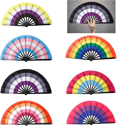 AYPOHU Éventail pliable avec arcs-en-ciel - Accessoire parfait pour les festivals de musique et les fêtes LGBT Prides - Nail Gallerys