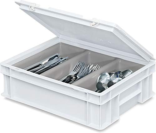 BRB 3 bacs à couverts avec 3 compartiments - 400 x 300 x 130 mm - Blanc - Nail Gallerys