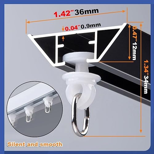 CMJYMX Invisible Rail Rideaux Plafond, Rail De Plafond pour Rideaux, Tringle À Rideau Montée Au Plafond pour Bureau, Salon, Chambre, Rails pour Rideaux Kit(White,13.1FT/400CM) - Nail Gallerys