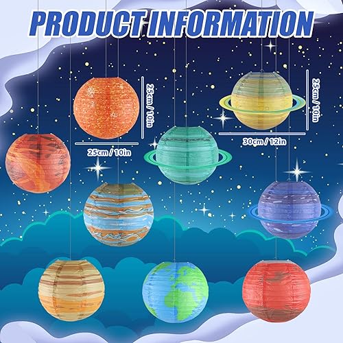 WIYETY Lot de 9 lanternes en papier en forme de corps céleste : 25 cm, système solaire, planètes, lanternes en papier, pour fête à thème des enfants, décoration à suspendre - Nail Gallerys