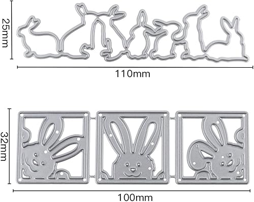 Getyjoe 4 pièces Matrices de Découpe de Lapin Scrapbooking Cutting Dies de Pâques Forme Feuilles Pochoirs Matrices de Découpe pour DIY Cartes Album Photo Bricolage Artisanal Décoration Outil - Nail Gallerys