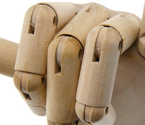 Aokshen Mannequin en bois de 25,4 cm - Main gauche - Pour esquisse et peinture - Modèle articulé - Nail Gallerys