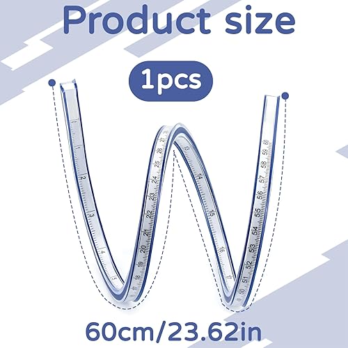 Règle courbe, règle 60 cm, gabarit de courbe, règle flexible, professionnelle, peut être utilisée pour la couture, le dessin, le design de mode et le travail du bois - Nail Gallerys