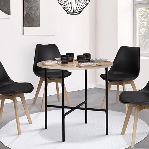 IDMarket - Table à Manger Ronde Detroit 4 Personnes Design Industriel 80 cm - Nail Gallerys