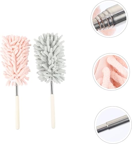 SOPOTUTU 2Pièces Set De Plumeaux Télescopiques Microfibre Outils De Nettoyage De Poussière Pliables Pour Maison Élimination De Poussière Avec Tête Flexibilité - Nail Gallerys
