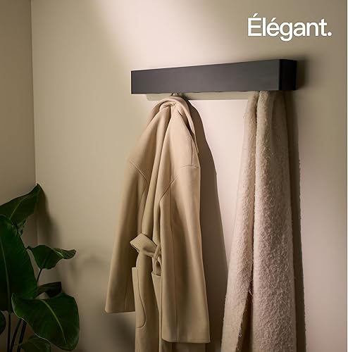 Design Hambourg Porte Manteau Mural I Porte-Manteau Moderne I Crochet Porte Manteau en Métal I Patère Murale avec Crochets Caché I Design Moderne (Blanc Mat, 80 cm) - Nail Gallerys