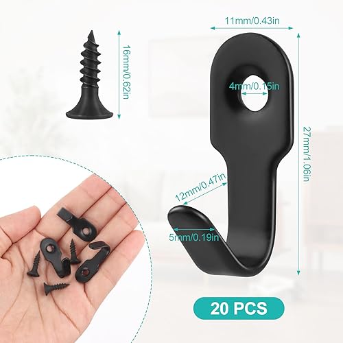 KILDOWS 20 Pièces Crochets Mural Simples Crochet Porte Manteau Mural Mini Patère Crochet a Visser avec 20 vis Hook Pour Porte, Mur, Salle De Bain, Cuisine, Maison, Noir - Nail Gallerys