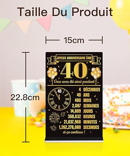 Putuo Decor Lot de 2 Décorations 40 Ans et Année 1985, Plaques Commémoratives en PVC avec Base 15x6cm, Cadeau Rétro Anniversaire Adulte - Nail Gallerys