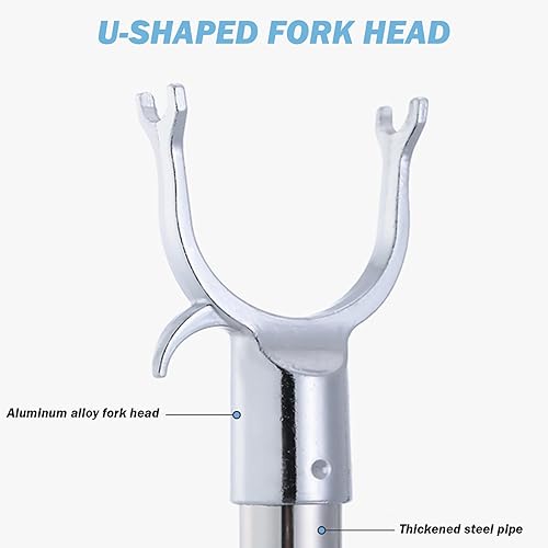 Wedhapy Tringle à Linge télescopique de 51 Pouces avec Crochet en Acier Inoxydable à Longue portée avec Crochet et poignée antidérapante pour Plafond étagère à vêtements - Nail Gallerys