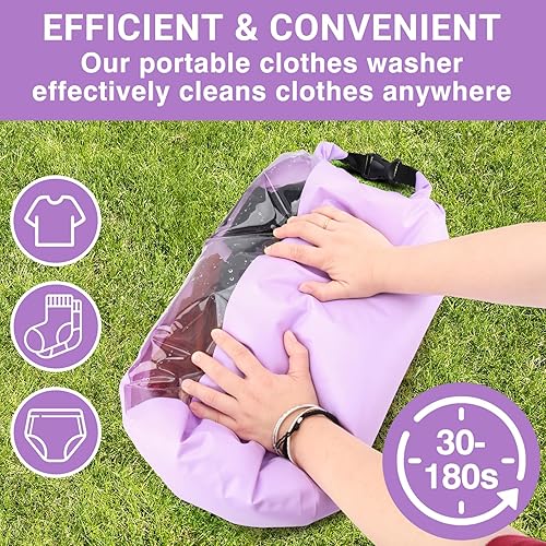 Sac Lave-Linge Manuel et Corde à Linge Rétractable - Sac de Voyage et Lavage Portable - Machine à Laver de Camping Durable - Nail Gallerys
