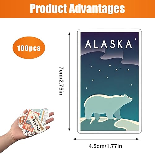 Lot de 100 autocollants de voyage mondiaux célèbres pays ville symboles monuments autocollants en vinyle imperméable pour valise, bagage, skateboard, guitare, ordinateur portable, scrapbooking, album - Nail Gallerys