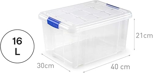 DRW Boîte de rangement en PVC transparent avec couvercle de 16 litres 30 x 40 x 21 cm - Nail Gallerys