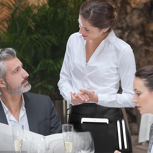 oruola Tablier de Serveur avec 3 Poches,60 x 30 cm Tabliers Outils,Demi-tablier avec Poches,Tabliers de Serveur Restauration Unisexe en Polyester Imperméable pour Restaurant,Barbecue,Nettoyage,Noir - Nail Gallerys