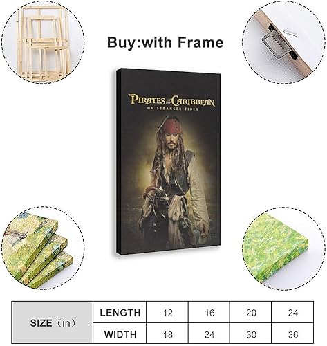 ZAPORA Poster sur toile Pirates des Caraïbes - Décoration murale pour salon, chambre à coucher - Style cadre - 20 x 30 cm - Nail Gallerys