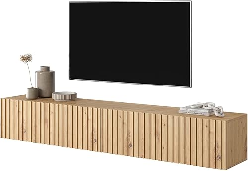Selsey TELIRE - Meuble TV 175 cm en chêne Artisan avec façade fraisée - Nail Gallerys