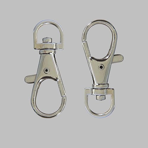 sachet de 10 attaches fermoirs mousquetons porte clé/cléfs métal couleur argenté 36x12mm - Nail Gallerys