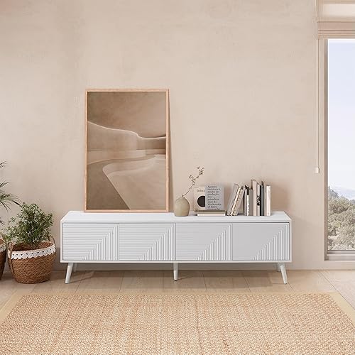 HOMN LIVING Meuble TV Telmo 4 Portes Effet Chêne, 160 cm (Largeur) 40 cm (Profondeur) 45 cm (Hauteur) - Nail Gallerys