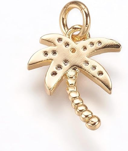 Clotiry Lot de 5 pendentifs en laiton et oxyde de zirconium en forme de cocotier doré pour fabrication de bijoux, Métal non précieux - Nail Gallerys