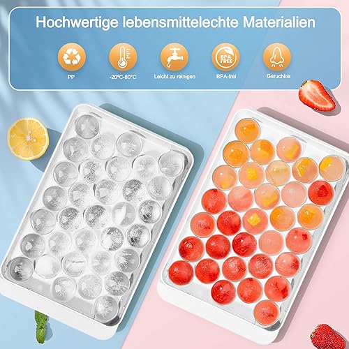 WIBIMEN Lot de 66 bacs à glaçons ronds de 2,5 cm pour congélateur avec récipient, mini moule à glaçons circulaire, moule à glace, thé et café (blanc) - Nail Gallerys