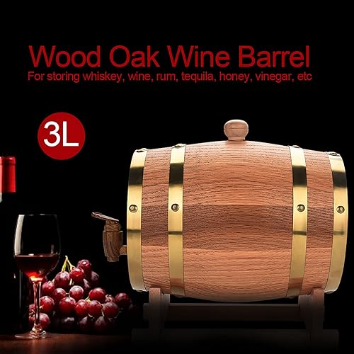Nimomo Tonneau à Vin en Bois de Chêne Vintage, Tonneau en Chêne, Tonneau à Vin en Bois de Chêne, Tonneau à Vin pour Bière, Whisky, Rhum, Port (3L) - Nail Gallerys