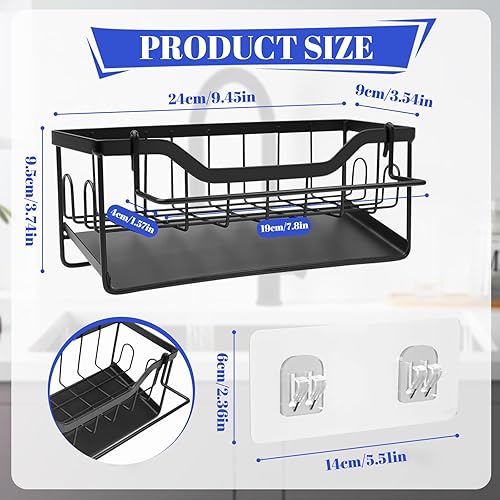 Organisateur d'évier de cuisine noir - Organiseur de salle de bain avec porte-serviettes - Organiseur de lavabo suspendu - Organiseur mural pour évier de cuisine - Nail Gallerys