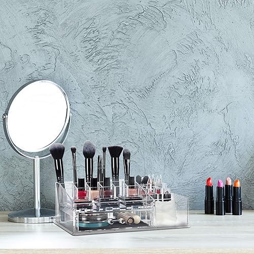 Relaxdays 10025099_50 Organiseur, Cosmétiques rouge à lèvres, maquillage, Support en acrylique, tiroir, transparent, 10 x 28 x 18 cm - Nail Gallerys