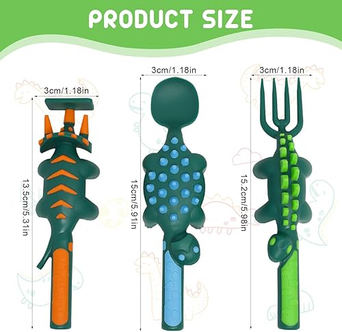 3 Pièces Ustensiles Dinosaures,Couverts de Bébé,Ensemble Fourchette et Cuillère Pour Enfants,Fourchette et cuillère à thème de la Dinosaures pour les tout-petits et les jeunes enfants - Nail Gallerys