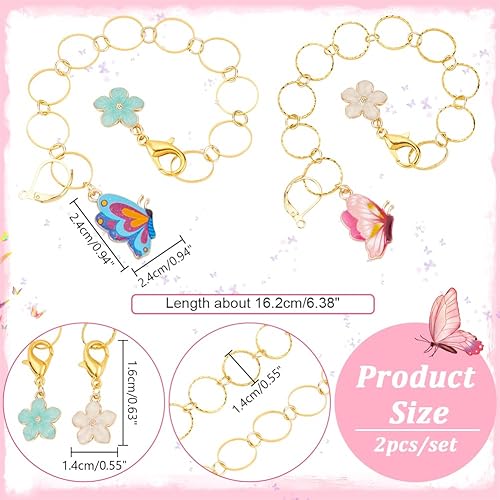 NBEADS 2 Pcs Chaînes de Compteur de Rangée de Tricot de Papillon, Compteur de Rangées de Chaînes de Fleurs Compteur de Points de Tricot pour le Suivi du Crochet et de L'Avancement du Projet - Nail Gallerys