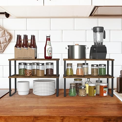 CADUKE Lot de 4 organisateurs de cuisine, extensibles avec cadre en métal, étagère à épices pour cuisine, garde-manger, salle de bain - Nail Gallerys