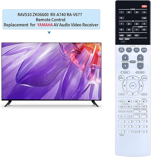 TCNOUMT Télécommande de rechange RAV510 ZK06600 pour récepteur AV Yamaha RAV510-ZK06600 RX-V677 RX-A740 RXV677 RXA740 RX-A740BL - Nail Gallerys