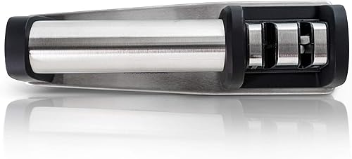 PRO Sharpener A Professional Choice Couteau manuel Premium Sharpener 2 Stage Accessoire de cuisine, Base antidérapante, Acier inoxydable, Couteaux droits et dentelés, Carbure de tungstène, - Nail Gallerys