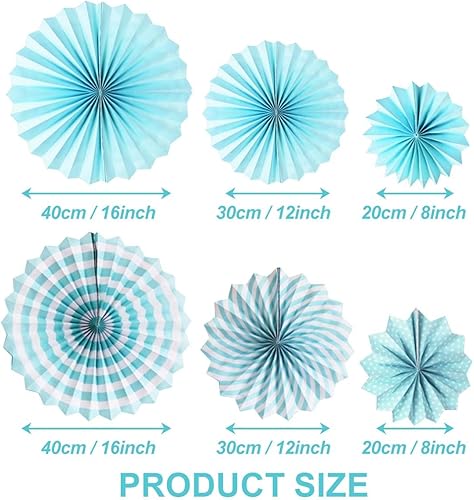 Lot de 6 éventails en papier - 20 cm, 30 cm, 40 cm - À suspendre - Décoration de fête de mariage - Pour anniversaire, fête, mariage, Nouvel An, baby shower, rose - Nail Gallerys